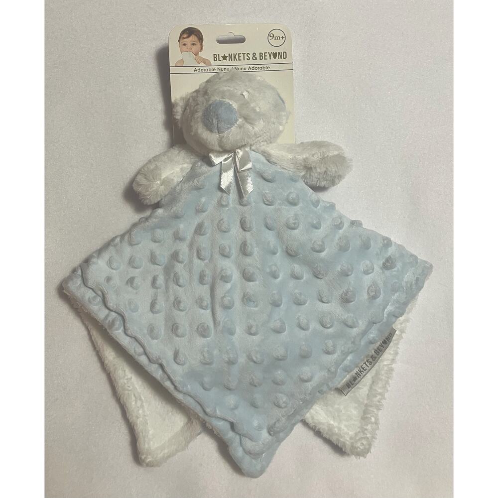 Blankets & Beyond 15” Plush Baby Security Lovey Minky Dots Sewn Eyes Blue NWT